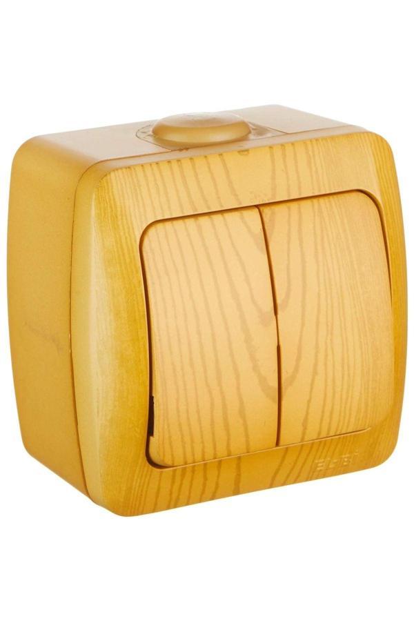 10 Adet Sıva Üstü Kayın Ahşap Renkli Komütatör İkili Anahtar Alsu / Elbi - Image 1