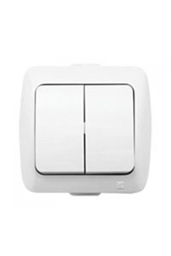 Alsu Komütatör Ikili Anahtar Sıva Üstü Beyaz Elbi - Image 1