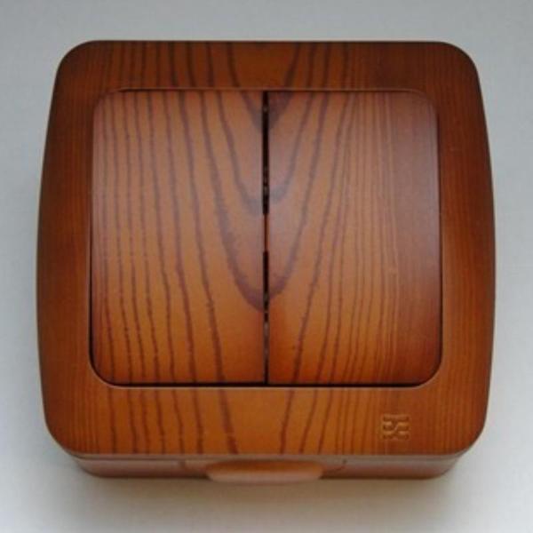 Sıva Üstü Kiraz Ahşap Renkli Komütatör İkili Anahtar Elbi / Alsu - Image 1