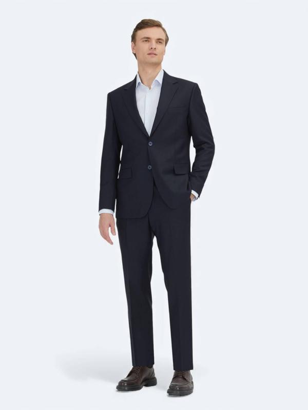 Koyu Lacivert Mikro Modern Fit %100 Yün Takım Elbise - Image 1