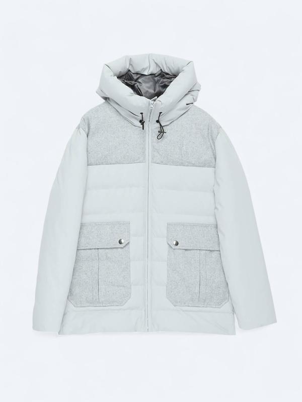 Açık Gri Regular Fit Dik Yaka Casual Dokuma Mont - Image 1