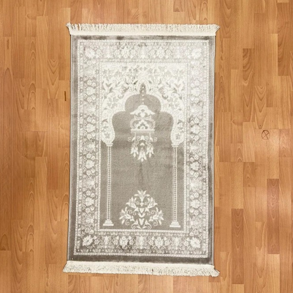 Geleneksel Motifli Yünlü Seccade Gri - Image 1