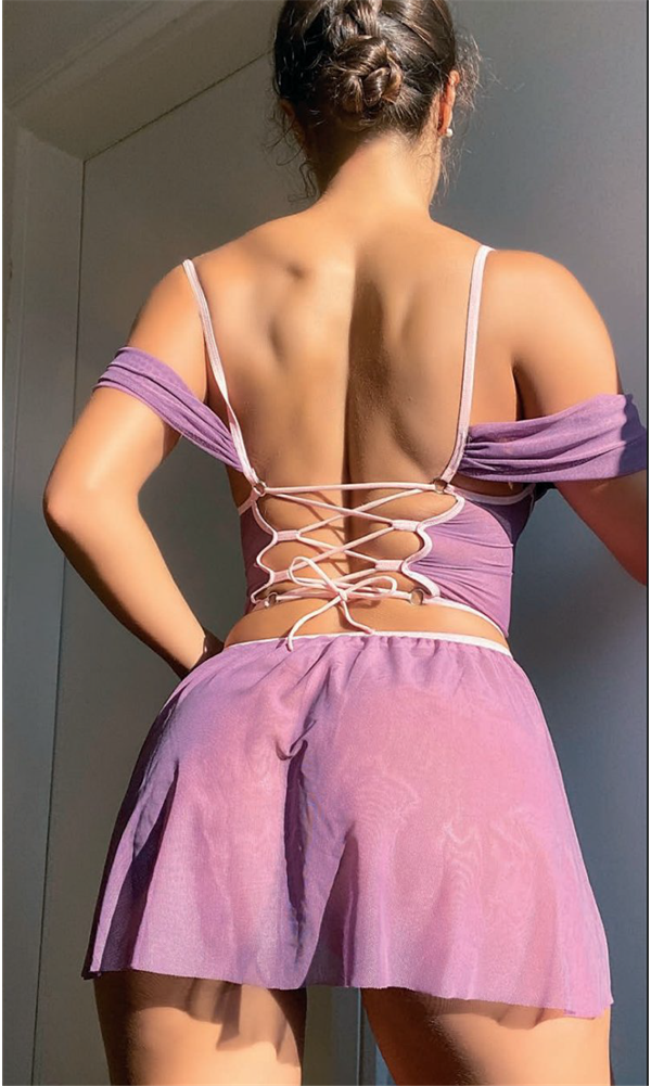 Amora Secret Kadın Fantazi İç Giyim Mor Fantezi Kleopatra Kostümü - Şehvetli ve Zarif Tasarım - Image 1