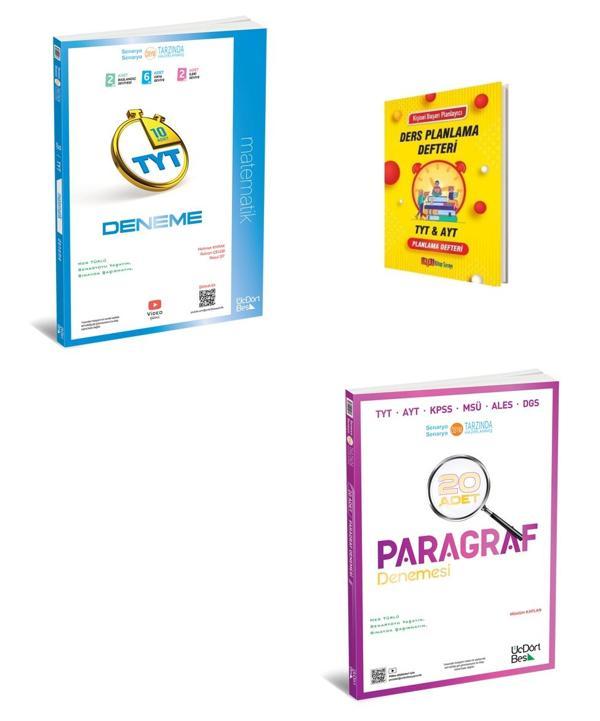 345 TYT 2026 Matematik ve Paragraf Denemeleri + Planlama Defteri - Üç Dört Beş Yayınları - Image 1