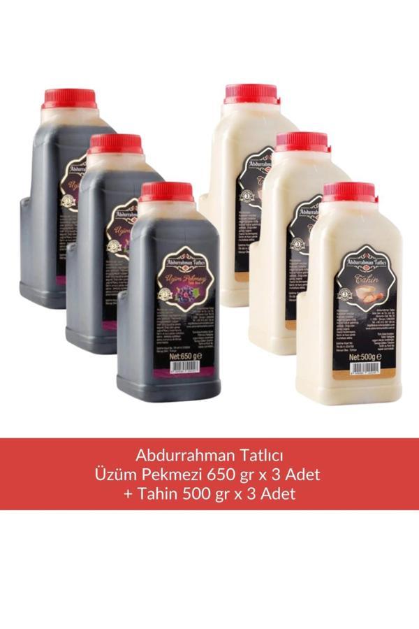 Abdurrahman Tatlıcı Üzüm Pekmezi 650 gr x 3 Adet + Abdurrahman Tatlıcı Tahin 500 gr x 3 Adet - Image 1