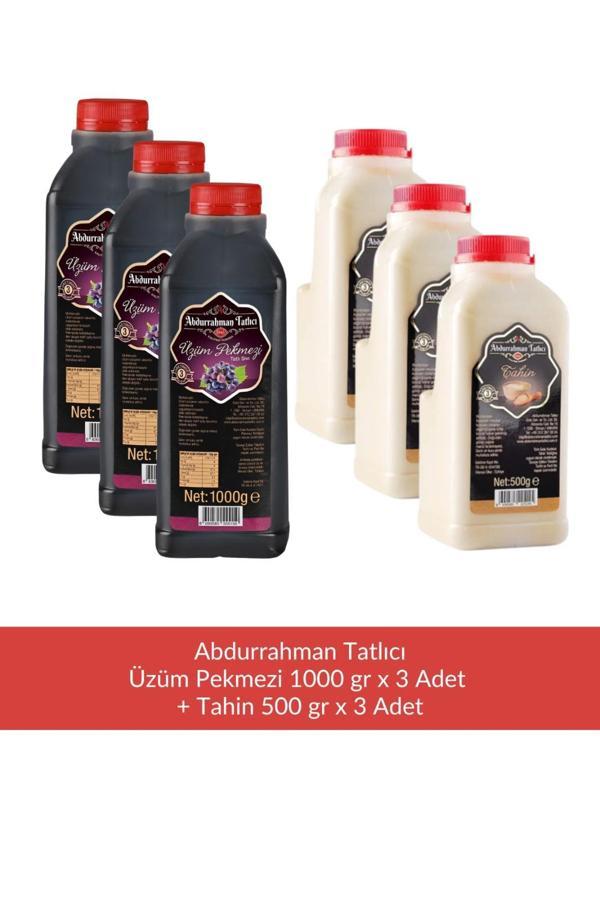 Abdurrahman Tatlıcı Üzüm Pekmezi 1000 gr x 3 Adet + Abdurrahman Tatlıcı Tahin 500 gr x 3 Adet - Image 1