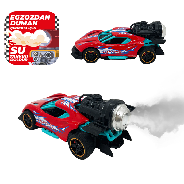 Spray Fonksiyonlu Pilli Metal Çek Bırak Araba Sesli Işıklı Kırmızı - Image 1