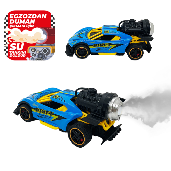 Spray Fonksiyonlu Pilli Metal Çek Bırak Araba Sesli Işıklı Mavi - Image 1