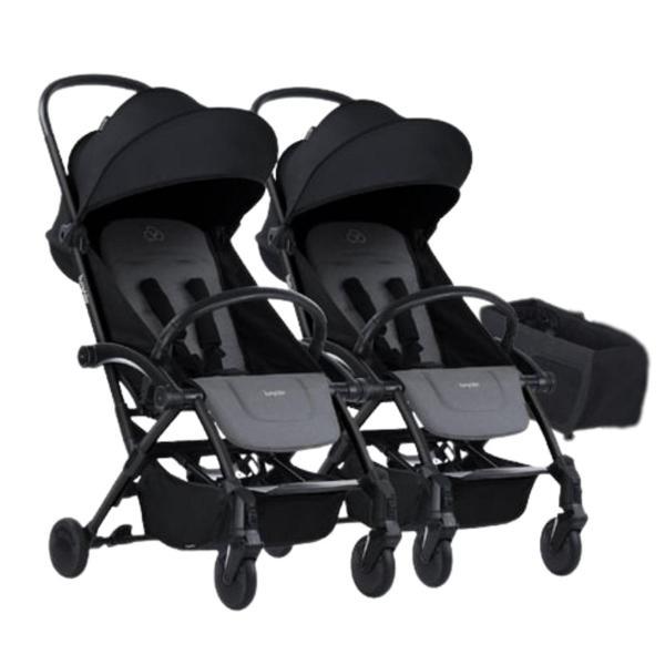 Bumprider Connect³ İkiz Bebek Arabası / Black - Grey Melange & Yan Düzenleyici Çanta Hediyeli - Image 1