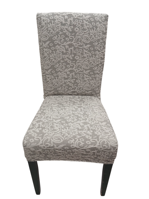 MANDAŞ 6LI SET Jakarlı Lastikli Eteksiz Sandalye Kılıfı-Sarmaşık Desen Krem - Image 1