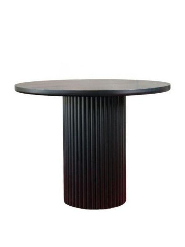 Arya Yuvarlak Siyah Ahşap Bohem Masa 100x100 - Image 1