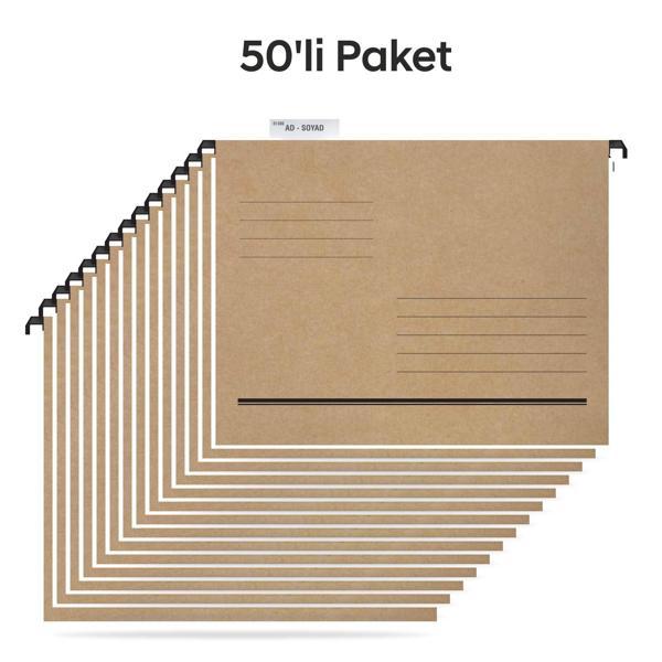 Tunakart ASD2003 Plastik Çubuklu Askılı Telli Dosya 50 li Paket - Image 1