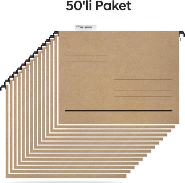 Tunakart ASD2003 Plastik Çubuklu Askılı Telli Dosya 50 li Paket - Image 1