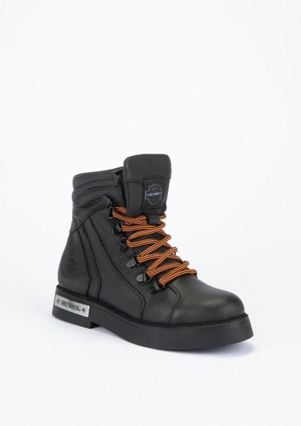 Harley Davidson 026G100011 Melfi Siyah Baskılı Deri Kadın Bot - Image 1