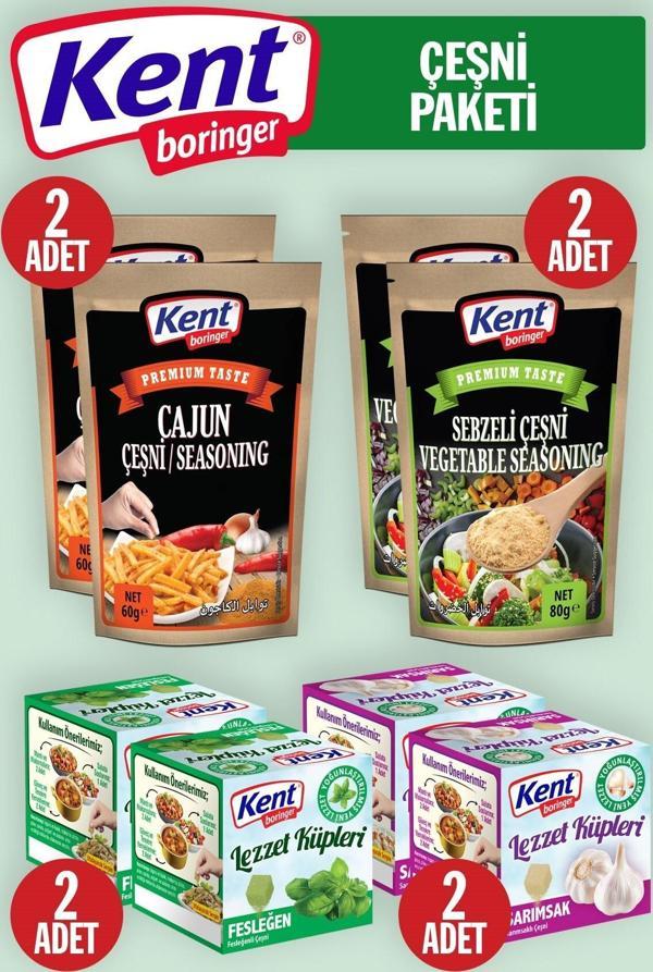 Kent Boringer Çeşni Paketi Toplam 8 Parça (Sebzeli Çeşni, Cajun Çeşni , Fesleğenli, Sarımsaklı Çeşni) - Image 1