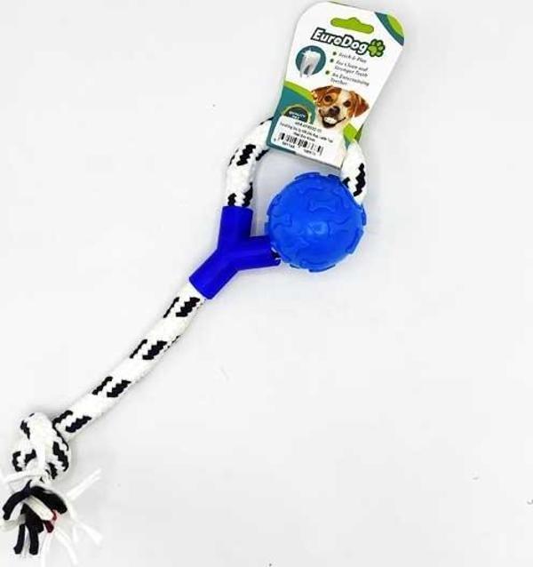 EuroDog Diş İp Hlk.Diş Kaş.Latik Top Mavi Bey 40cm - Image 1