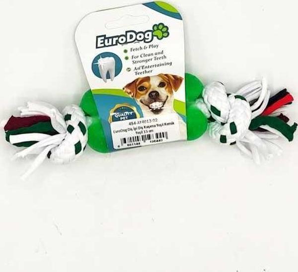 EuroDog Diş İpi Diş Kaşıma Yeşil Kemik Yeşil 15 cm - Image 1