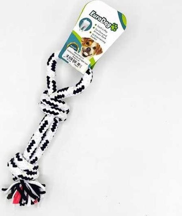 EuroDog Diş İpi Halka Çift Düğüm Siyah Beyaz 30 cm - Image 1
