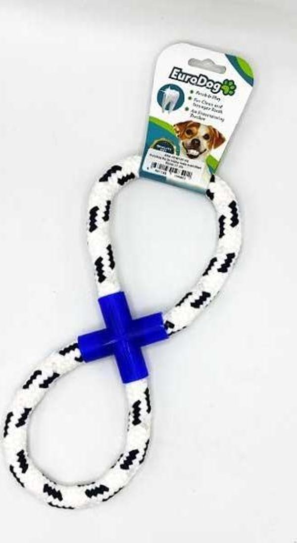 EuroDog Diş İpi Halka Sekiz Şekil Mavi Beyaz 25 cm - Image 1