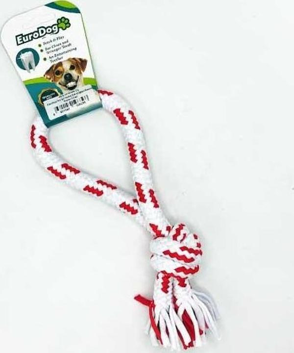 EuroDog Diş İpi Halka Tek Düğüm Kırmızı Beyaz 25cm - Image 1