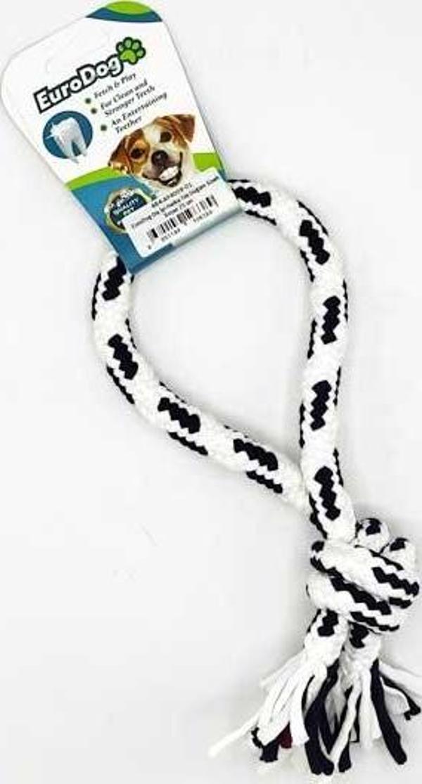EuroDog Diş İpi Halka Tek Düğüm Siyah Beyaz 25 cm - Image 1