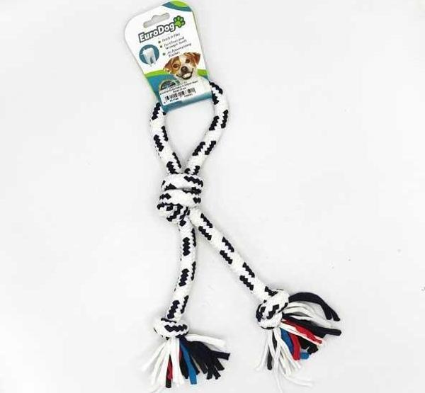 EuroDog Diş İpi Halka Üç Düğüm Siyah Beyaz 30 cm - Image 1