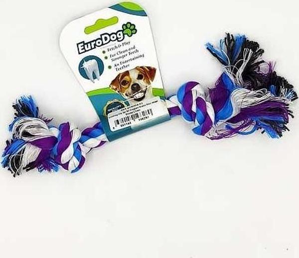 EuroDog Diş İpi İki Düğüm Kalın Mor Mavi Beyaz15cm - Image 1