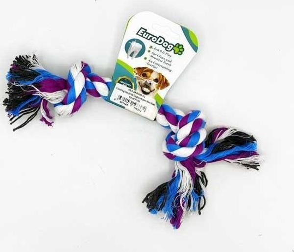 EuroDog Diş İpi İki Düğüm Kalın Mor Mavi Beyaz20cm - Image 1