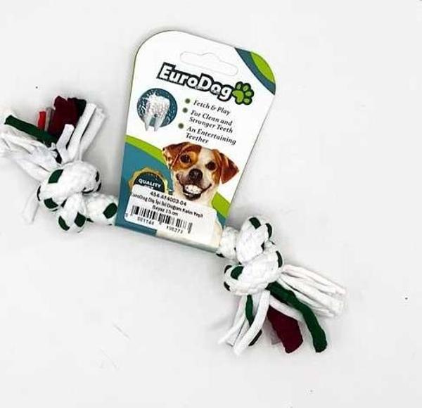 EuroDog Diş İpi İki Düğüm Kalın Yeşil Beyaz 15 cm - Image 1