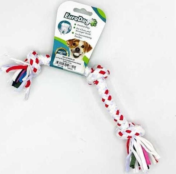 EuroDog Diş İpi Üç Düğüm Kırmızı Beyaz Nokta 15 cm - Image 1