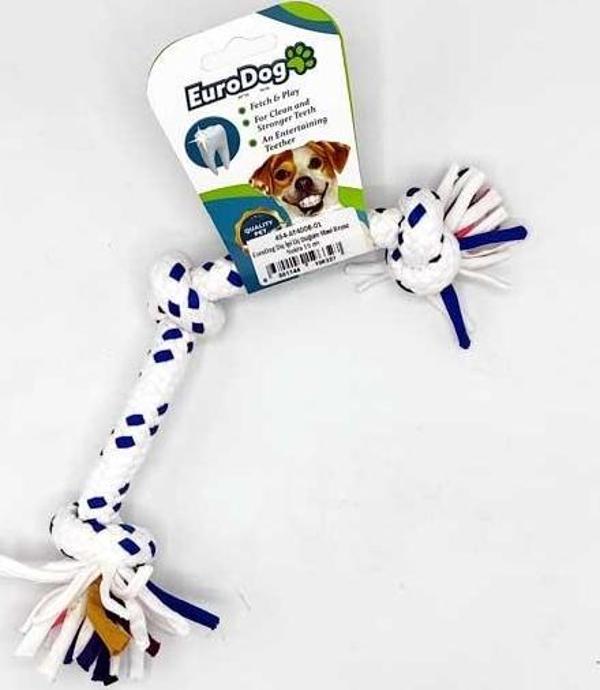 EuroDog Diş İpi Üç Düğüm Mavi Beyaz Nokta 15 cm - Image 1