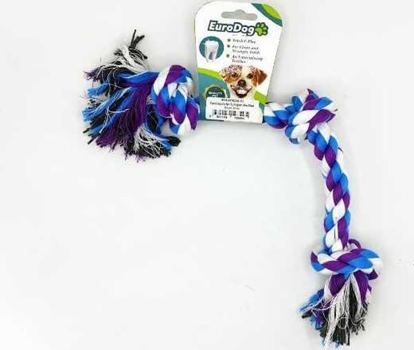 EuroDog Diş İpi Üç Düğüm Mor Mavi Beyaz 30cm - Image 1