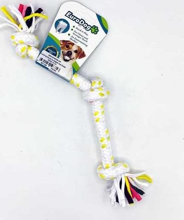 EuroDog Diş İpi Üç Düğüm Sarı Beyaz Nokta 15 cm - Image 1