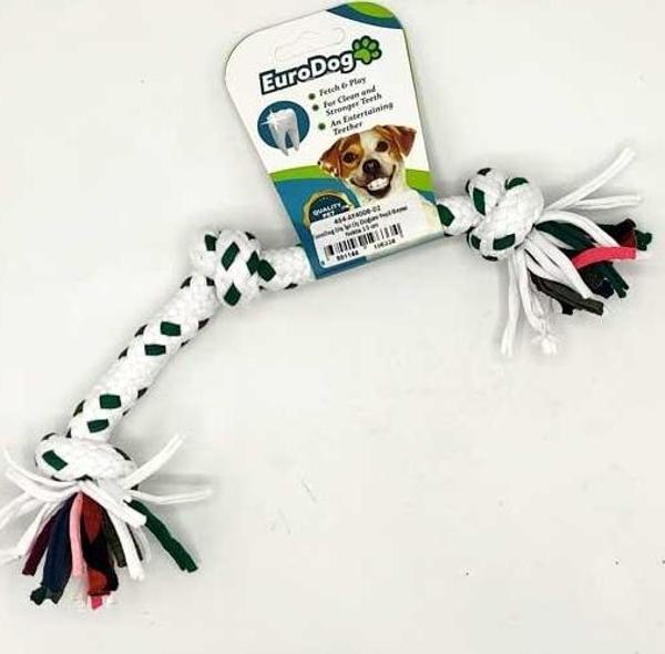 EuroDog Diş İpi Üç Düğüm Yeşil Beyaz Nokta 15 cm - Image 1
