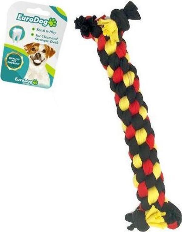 EuroDog Dumbell Diş İpi Siyah Sarı Kırmızı 24 Cm - Image 1