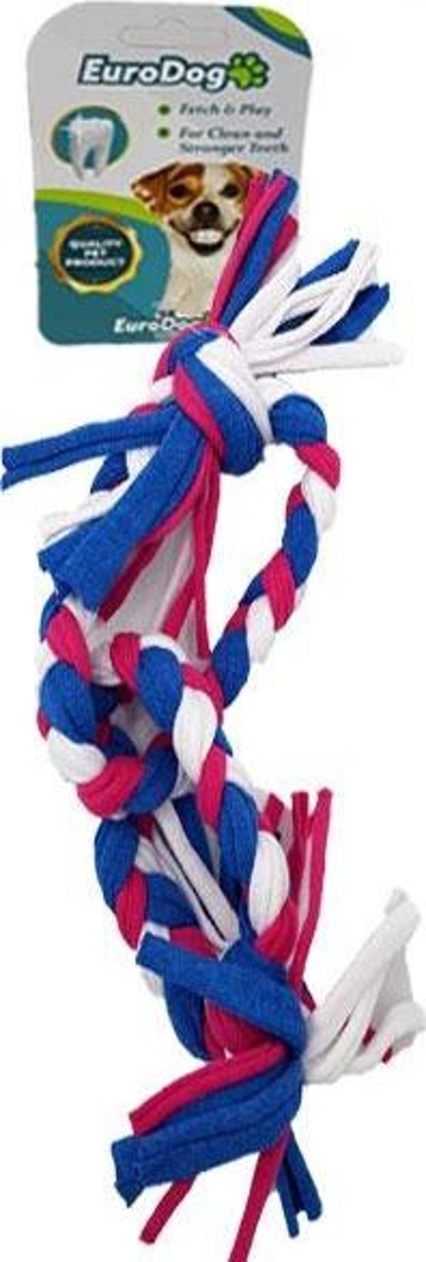EuroDog Köpek Diş İpi 2 Halka 35cm (Mavi-Kır-Bey) - Image 1