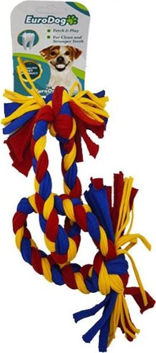 EuroDog Köpek Diş İpi 2 Halka 35cm (Sarı-Kır-Mavi) - Image 1