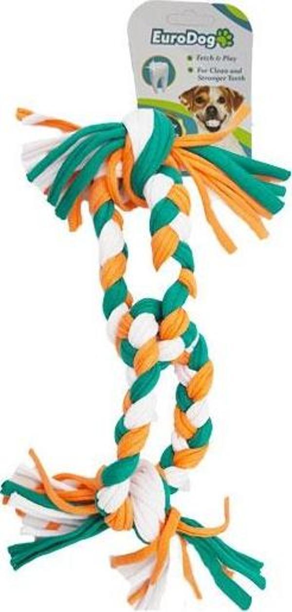 EuroDog Köpek Diş İpi 2 Halka 35cm (Tur-Yeş-Bey) - Image 1