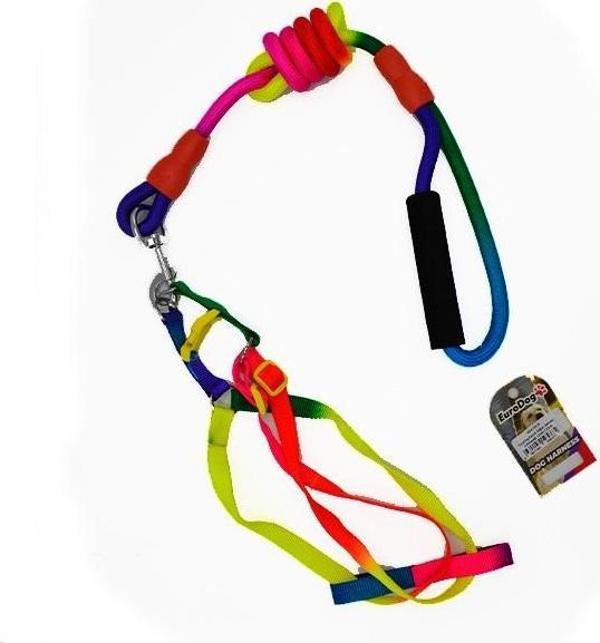 EuroDog Köpek Göğüs Tasması Gökkuşağı 14mm 120cm - Image 1