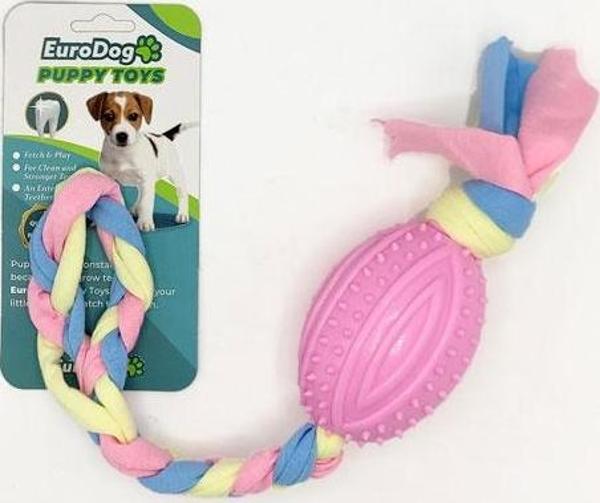 EuroDog Puppy Toys Pembe Rugby Topu Diş Kaşıma Oy. - Image 1