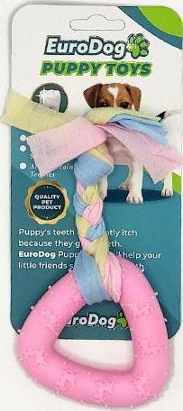 EuroDog Puppy Toys Pembe Üçgen Diş Kaşıma Oyuncağı - Image 1