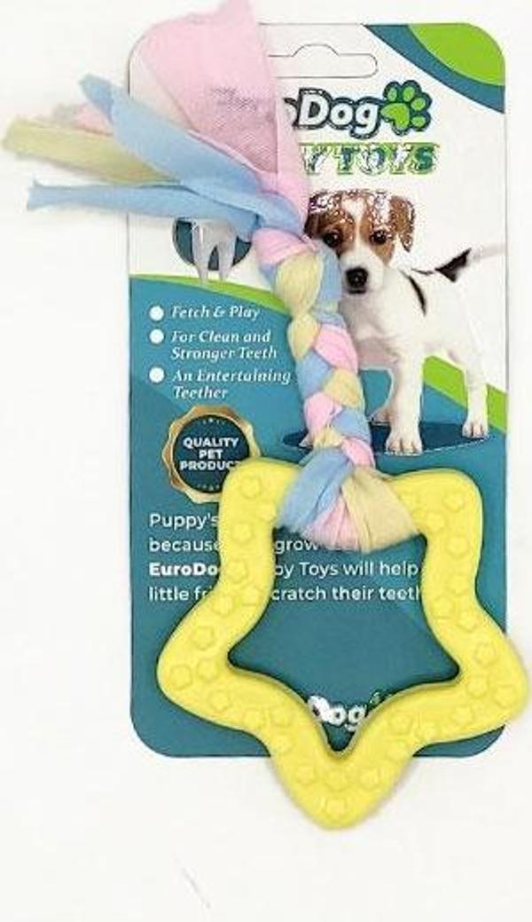 EuroDog Puppy Toys Sarı Beşgen Diş Kaşıma Oyuncağı - Image 1