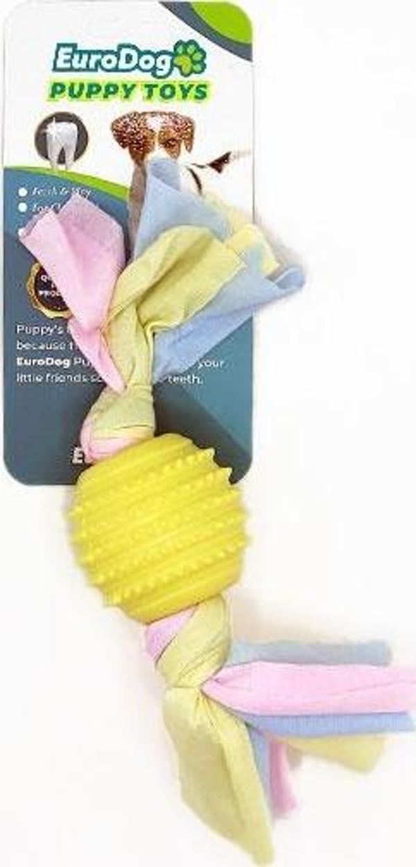 EuroDog Puppy Toys Sarı Tırtıklı Top Diş Kaş.Oy. - Image 1