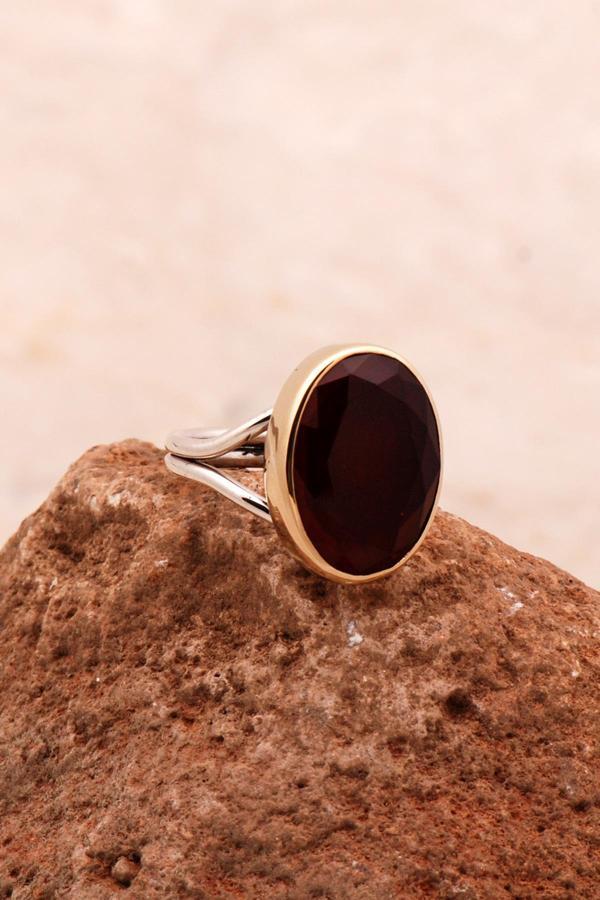 Yakut Taşlı Elişi Tasarım Gümüş Yüzük 3739 - Image 1