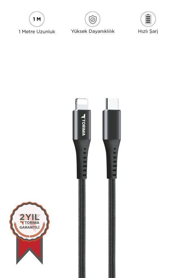 Torima AP210 Siyah 3.0A TYPE-C TO LIGHTINING Şarj-Data Kablosu 1metre - Image 1