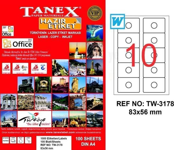 Tanex Tw-3178 Lazer Etiket 83X56 Mm Tw3178Las10100 - Image 1