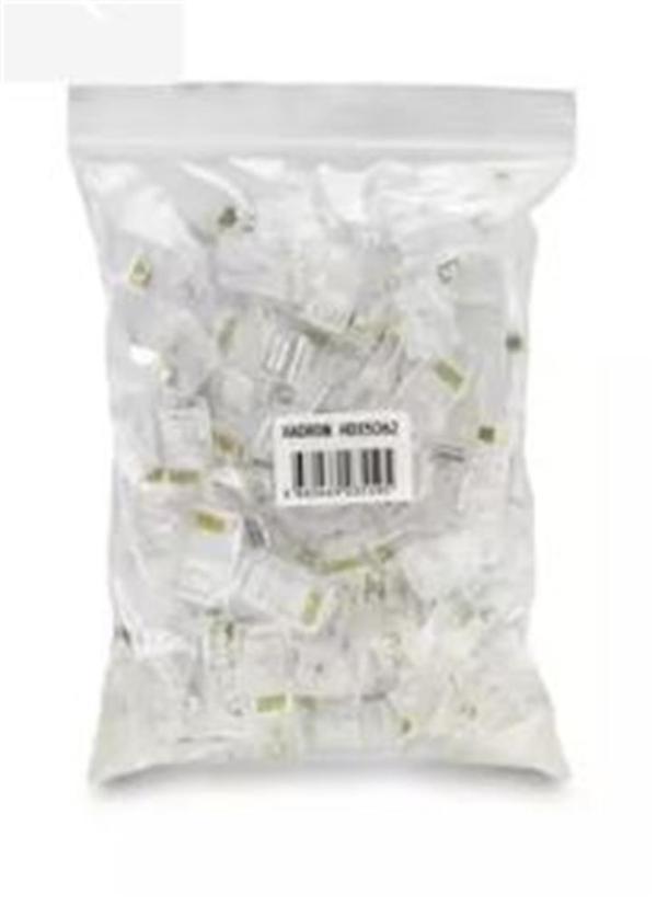 Hadron Hdx5063 Cat6 Konnektör Ez Rj45 Delikli 100Lü Paket Şeffaf - Image 1