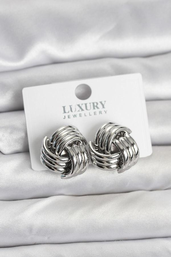 Zarif Kulaklar için Silver Pirinç Yapım Sarmal Kadın Küpe - Image 1