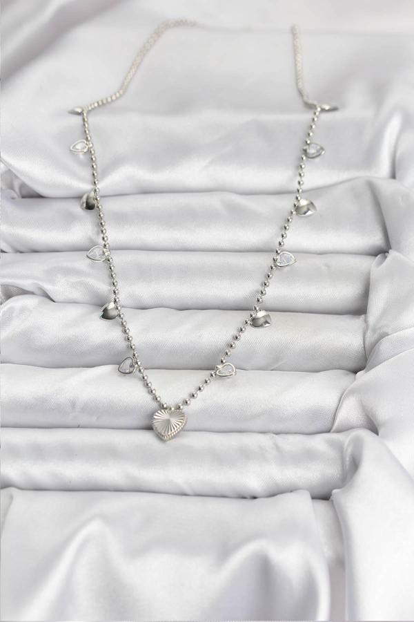 Zarif Boyunlar için Silver Pirinç Kalp Kadın Kolye - Image 1