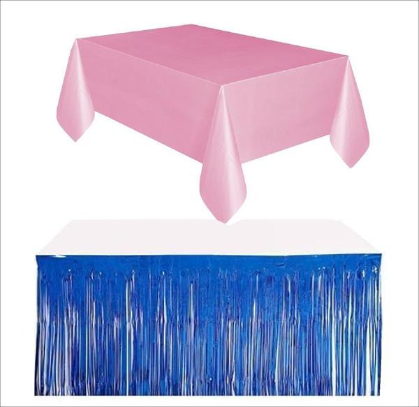 Pembe Masa Örtüsü, Lacivert Masa Eteği - Image 1